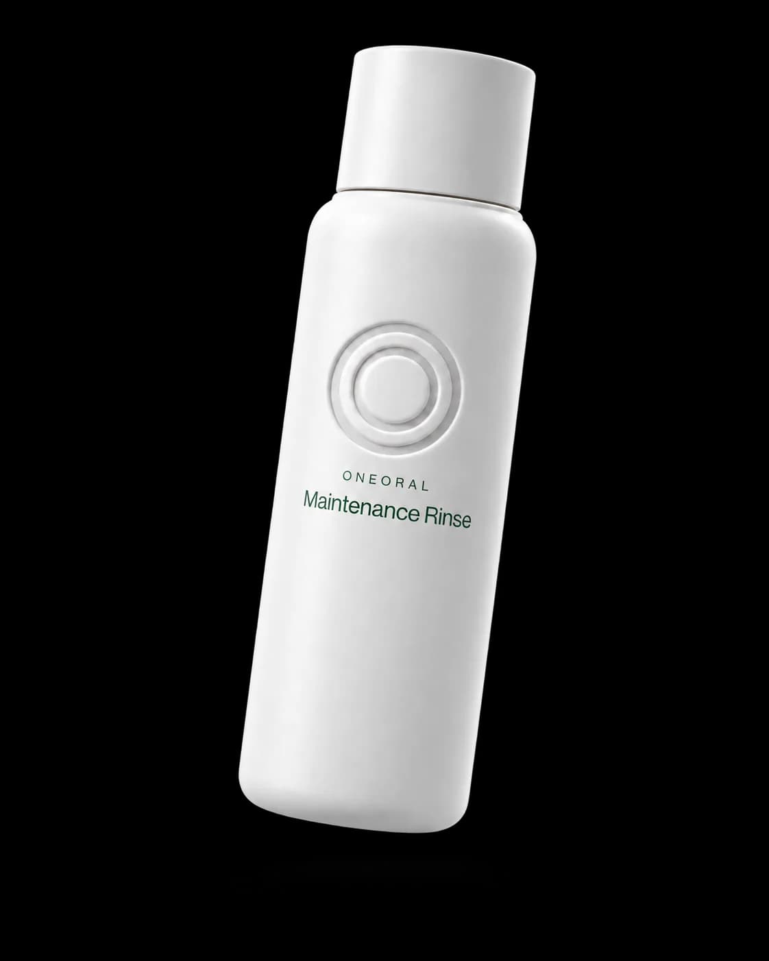 White ONEORAL Maintenance Rinse bottle with an embossed two-ring logo