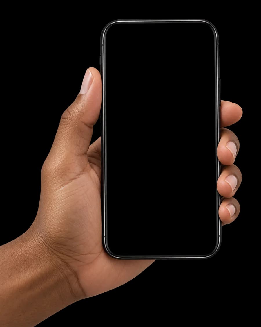 A hand holding a phone displaying an illustrative RodeoONE dental conversation
